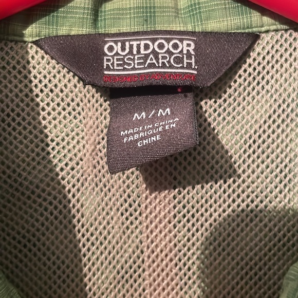 Outdoor Research Short Sleeve Nylon Shirt Snap Buttons Men’s Sz Med Green Plaid - Picture 2 of 11